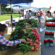 A produce vendor at the Helena, Montana Farmers Market