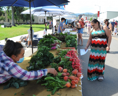 A produce vendor at the Helena, Montana Farmers Market