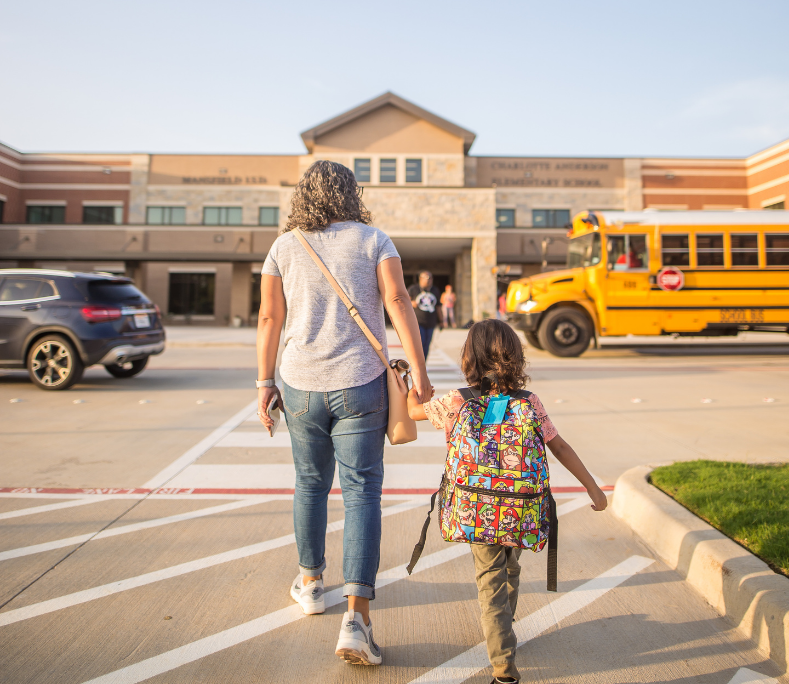 Parent and student entering school Canva Pro